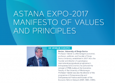 UDG  Rector prof. dr Veselin Vukotić one of the authors of "ASTANA 2017 Manifesto